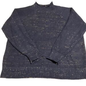 Fat Face Navy Gold Flecked Mock Turtleneck Pullover Sweater, 8